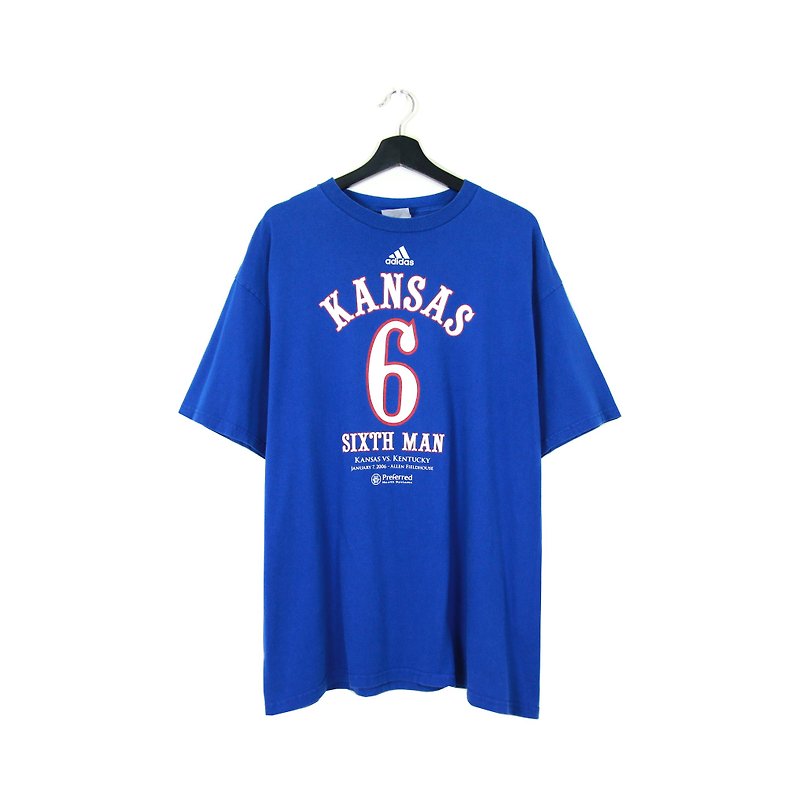 Back to Green:: Adidas Kansas 寶藍 //男女皆可穿// vintage t-shirt (T-05) - T 恤 - 棉．麻 藍色
