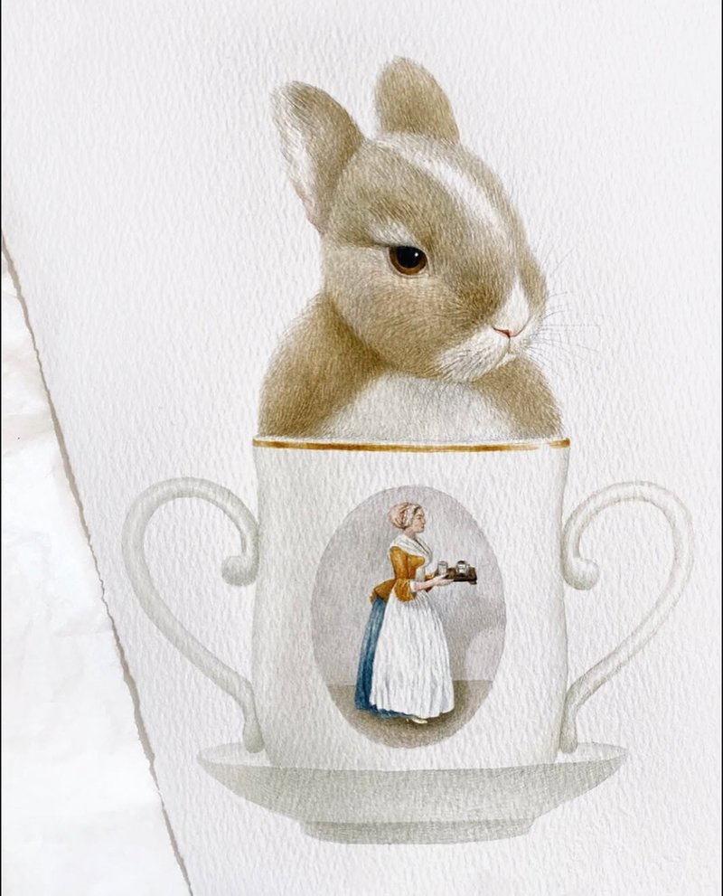 Bunny in the cup - Posters - Paper White