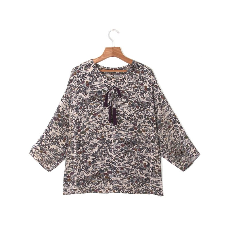 [Egg plant ancient] and the wind fabric printing ancient coat - Women's Tops - Polyester Multicolor