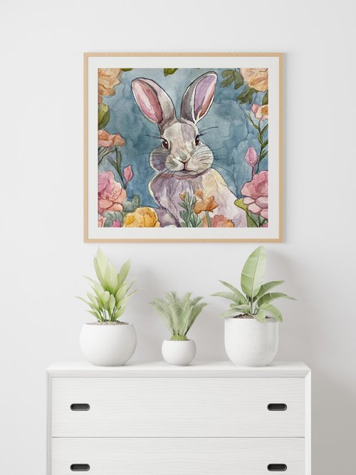 うさぎと子供の水彩画 うさぎと子供の水彩画 - イラスト買う