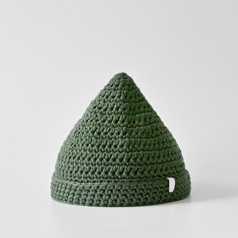 KR06 Hand-woven Chestnut Pointed Fur Hat-Army Green
