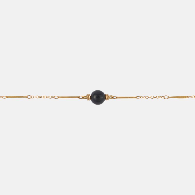 Stone Basic Chain Bracelet (black) - สร้อยข้อมือ - เครื่องเพชรพลอย สีทอง