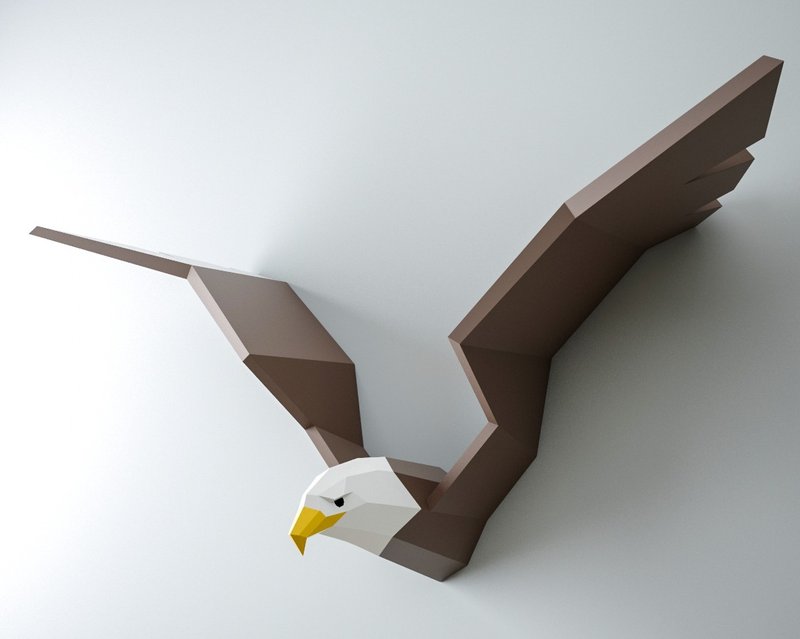 3D Papercraft Eagle, DIY Paper craft bald eagle, hawk vulture, DIGITAL TEMPLATE - 手工藝教學/工具書 - 其他材質 