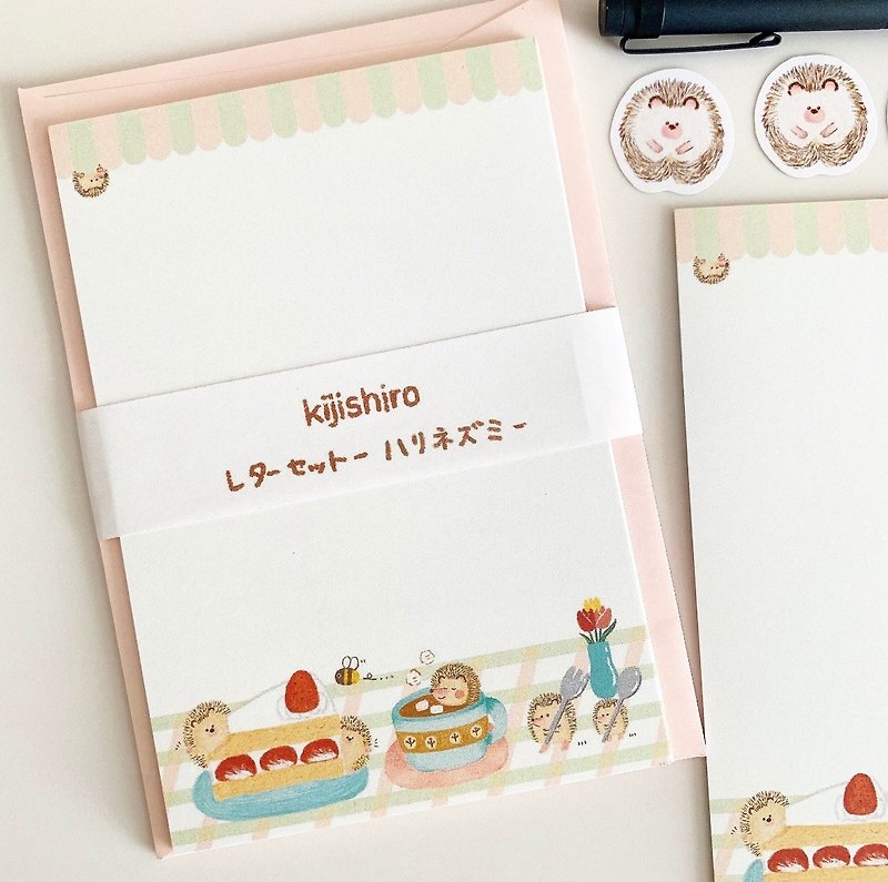 kijishiroレターセット〜ハリネズミ〜 - 封筒・便箋 - 紙 ピンク