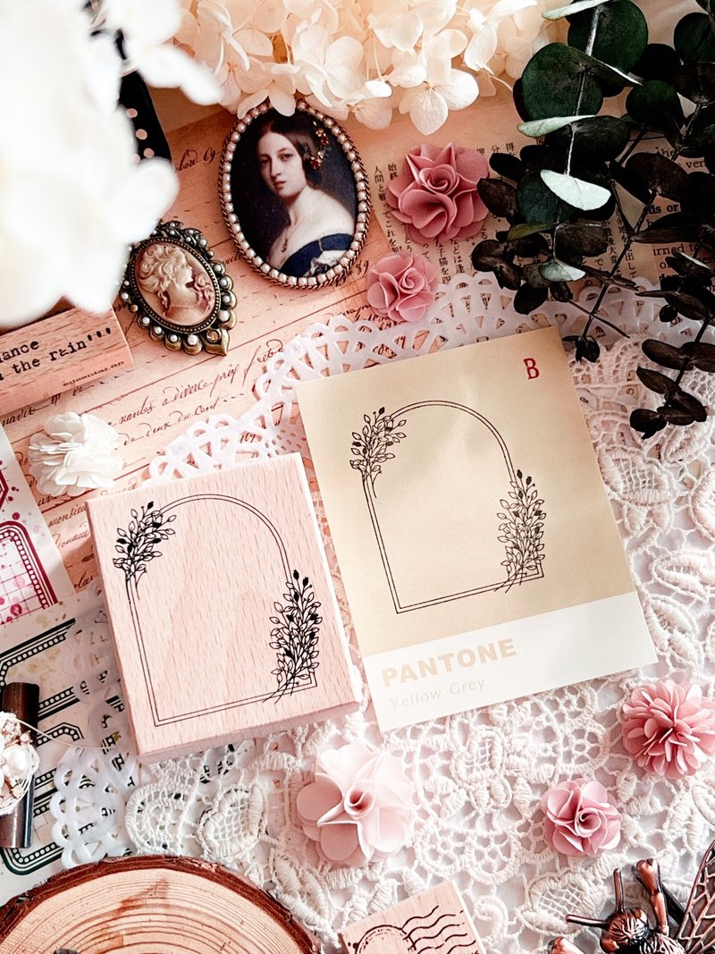 botanical frame B stamp - 印章/印台 - 木頭 
