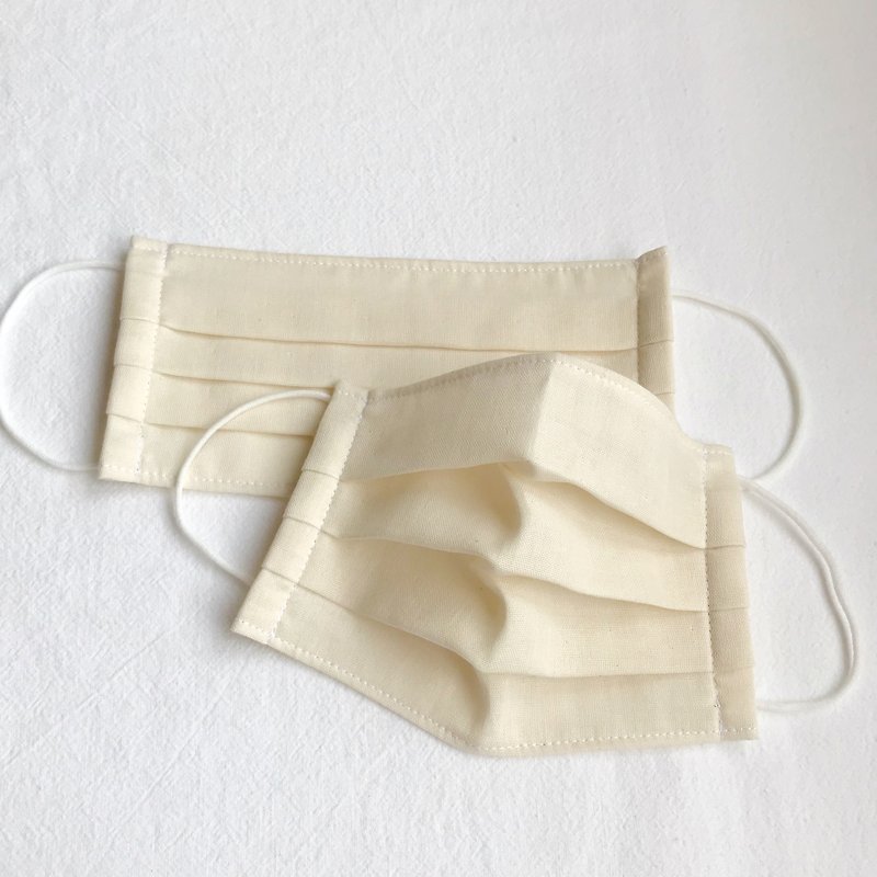 Lightweight single layer primary color beige pure cotton double gauze three-dimensional cloth mask can be washed for adults/children - หน้ากาก - ผ้าฝ้าย/ผ้าลินิน หลากหลายสี