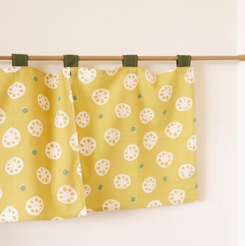 Japanese short door curtain/lotus root piece - Doorway Curtains & Door Signs - Cotton & Hemp Yellow