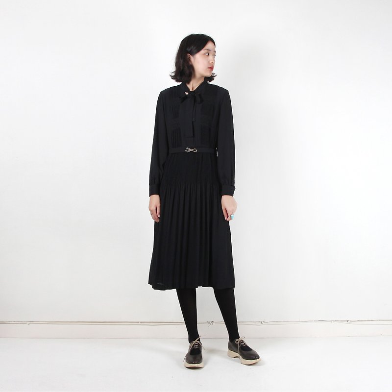 [Vintage] egg plant crow princess long-sleeved vintage dress - One Piece Dresses - Polyester Black
