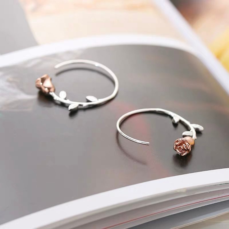 925 Sterling Silver Little Prince Rose Earrings Bird Earrings Valentine's Day Gift Travel - ต่างหู - เงินแท้ สีเงิน