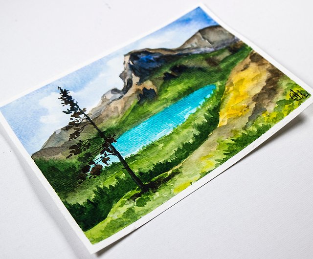 Original Watercolor Landscape Trees Art Sunny Forest Painting Lake  Landscape - Shop OsipovArtStudio Wall Décor - Pinkoi