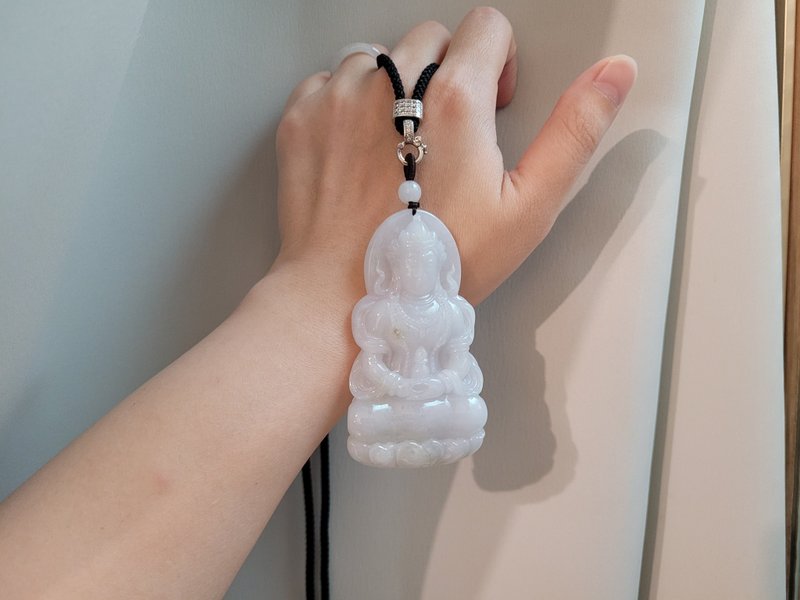 【親翠】天然翡翠 觀音的眼淚大度母項鍊 佛系 畢業禮物 - 項鍊 - 玉石 白色