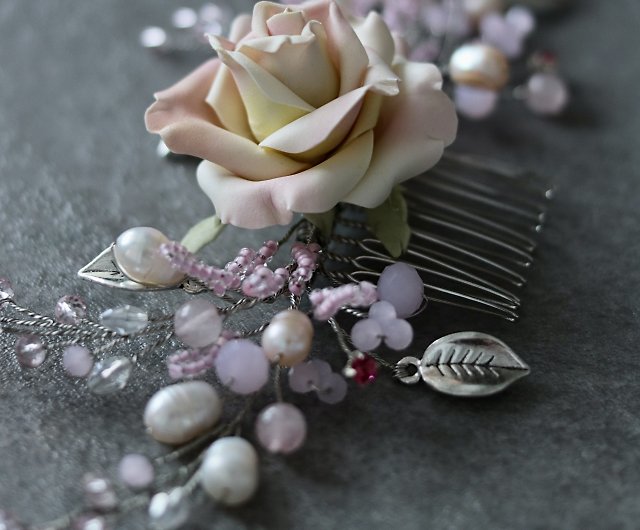 Rose gold dusty pink champagne blush pink - dual purpose hair clip & b –  Kathleen Barry Bespoke Occasion Accessories
