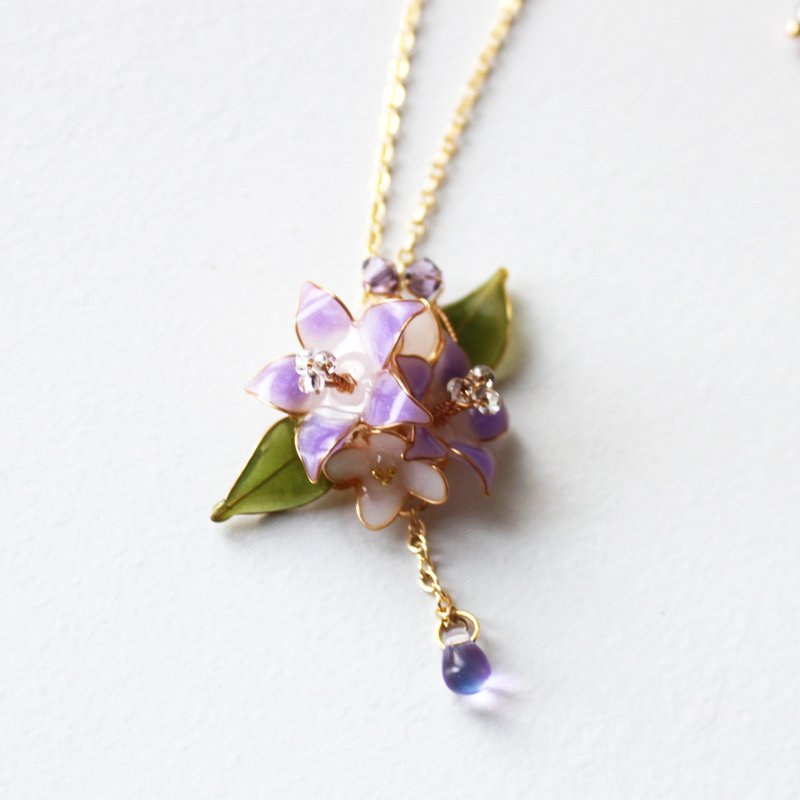 [Platycodon and Osmanthus Necklace] Platycodon Flower Necklace 14KGF Temperament Necklace - สร้อยคอ - เรซิน สีม่วง