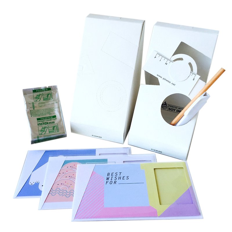 Pin Cards - 夏日系列系列相框卡+ 膠卷X1+ 紙鉛筆＋極簡筆筒盒 - 其他 - 紙 白色