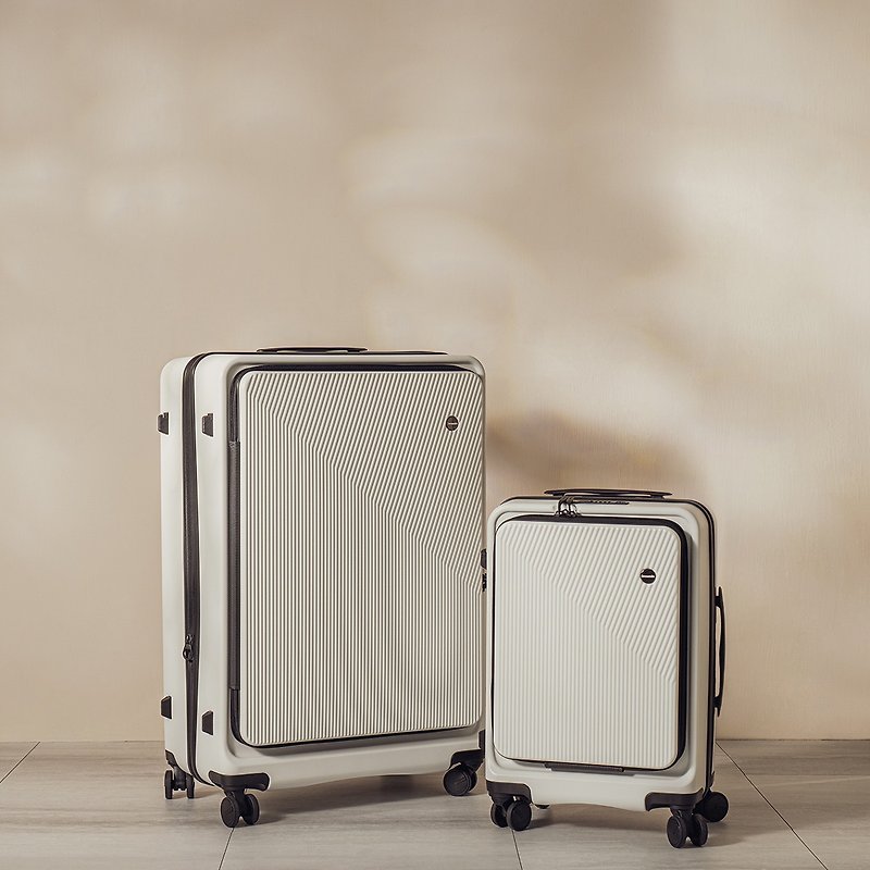 [Pre-order] Dreamin Inno Series 20+29-inch Front-Opening Luggage/Carry-on Suit - Crescent White Set - กระเป๋าเดินทาง/ผ้าคลุม - พลาสติก ขาว