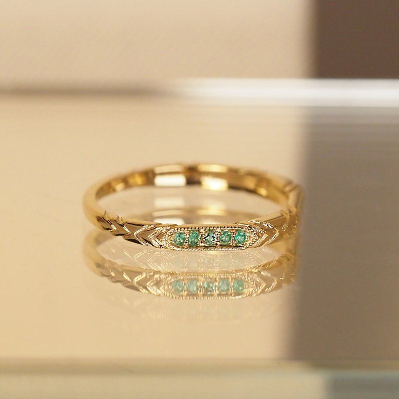 Green Magic Ring | 沙弗萊魔法戒指 | 18K 黃金 - 戒指 - 貴金屬 金色