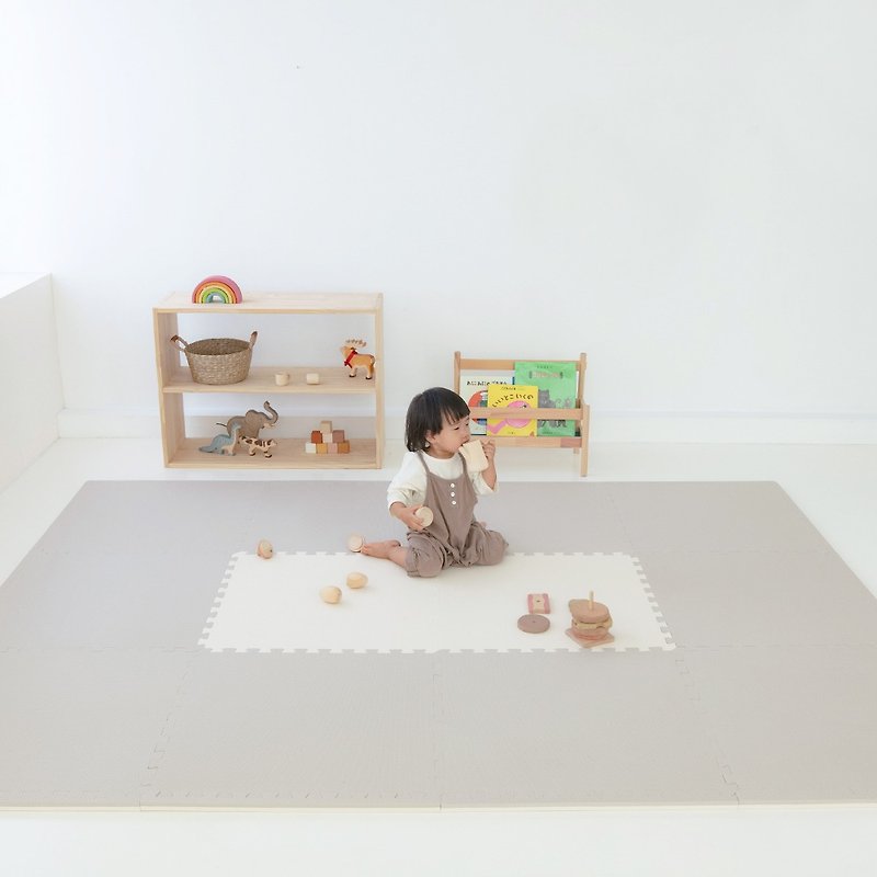Macaron two-color floor mat bag set | thickness 2cm | warm gray & milky white | 6 pieces - Crawling Pads & Play Mats - Resin Gray