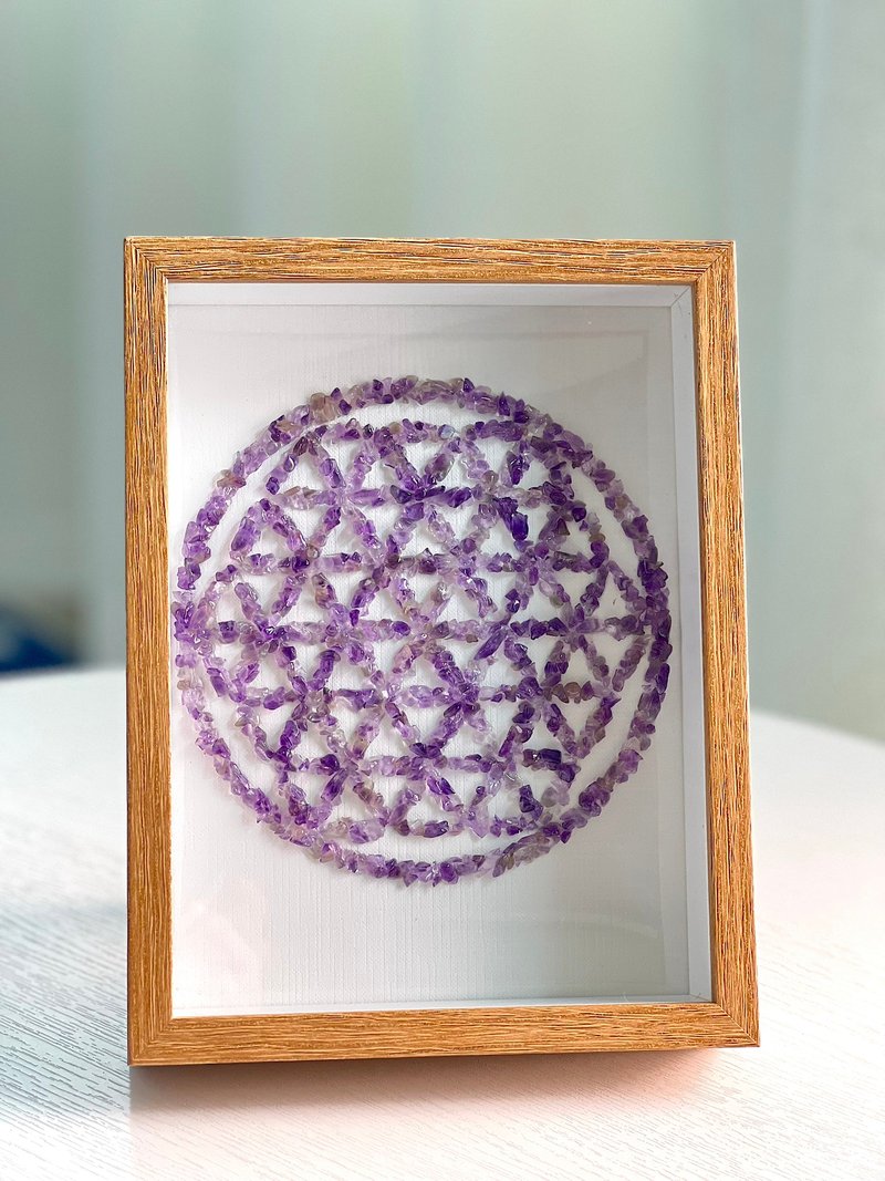 Mandala flower/crystal painting/amethyst/natural crystal/decorative painting/energy crystal array - Items for Display - Crystal Purple