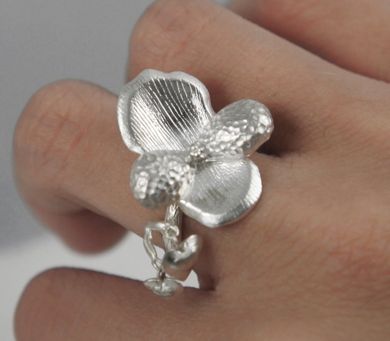 [If sub] flower heart language ring - duck feet sterling silver creation elegant collection - General Rings - Other Metals Gray