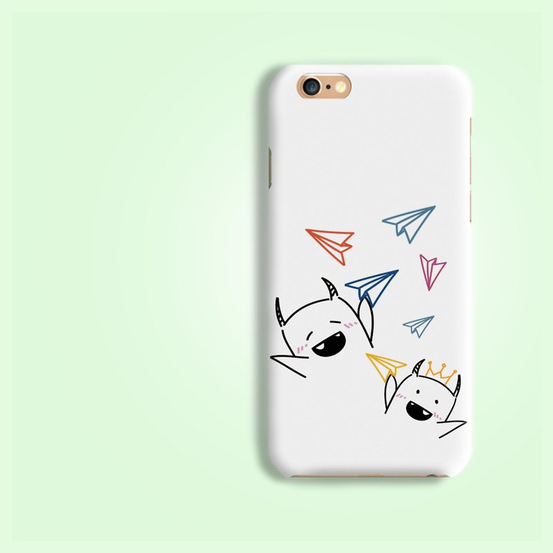 Hand drawing Monsters play paper plane hard Phone Case Cover iPhone X 8 8+ S8 S7 - Phone Cases - Plastic White