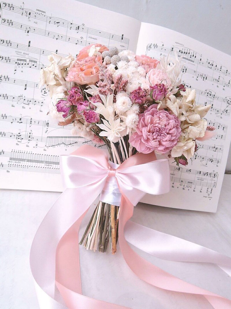 [Flora] Fuluo La dried wedding bouquet - ตกแต่งต้นไม้ - พืช/ดอกไม้ สึชมพู