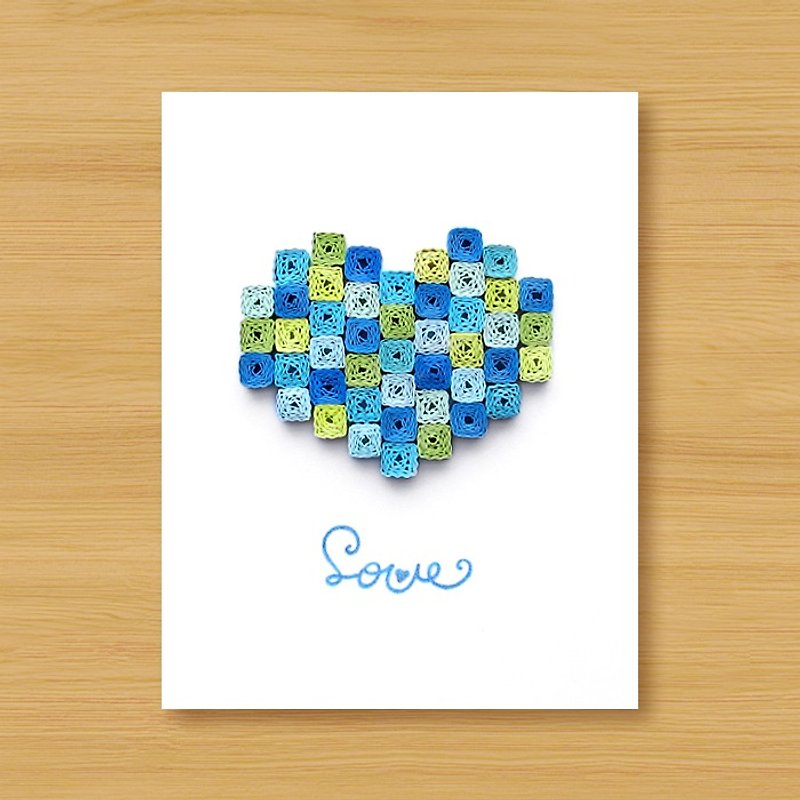 Handmade Roll Paper Card_Marine Style Mosaic Love...Lover Card, Father Card, Wedding Card - การ์ด/โปสการ์ด - กระดาษ สีน้ำเงิน
