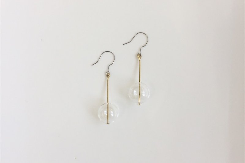 Bubble transparent glass ball earrings - ต่างหู - แก้ว สีใส