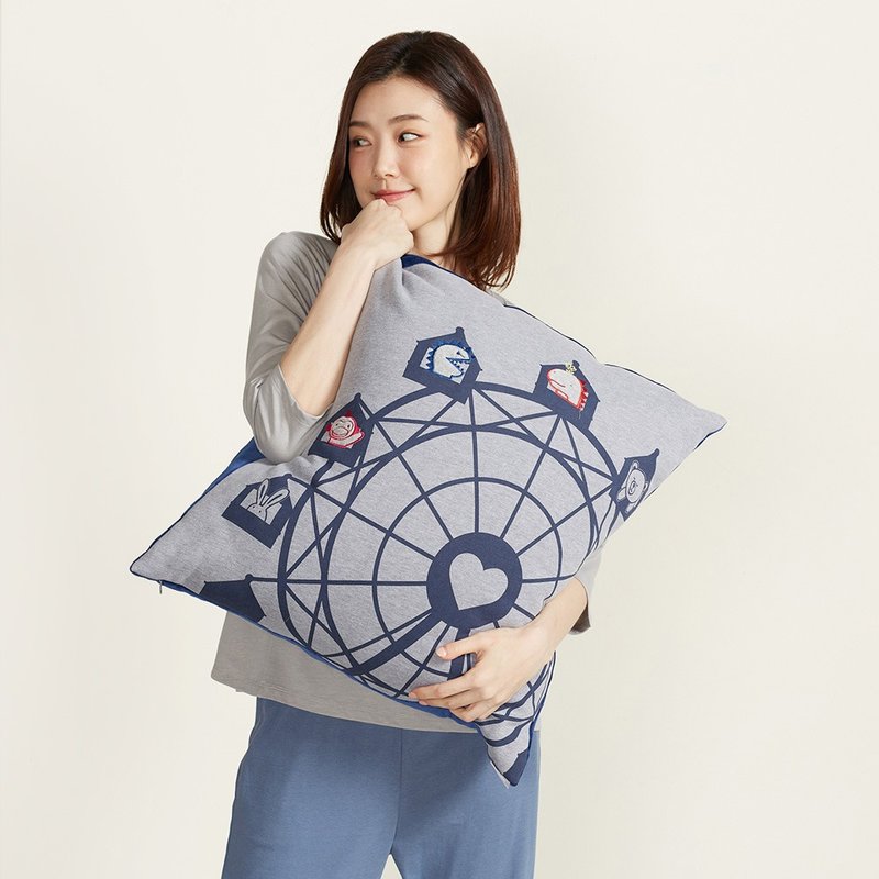 Ferris wheel square pillow (60x60 cm)-rock gray - หมอน - ผ้าฝ้าย/ผ้าลินิน สีเทา