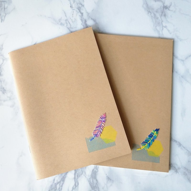 Feather Embroidery Notebook | Paper Embroidery | Blank Notebook | A5 - Notebooks & Journals - Thread Multicolor