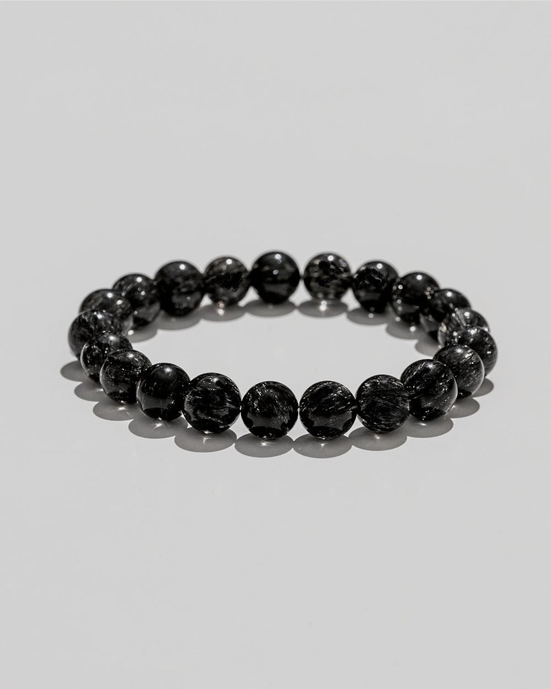 Mineral black hair crystal || Crystal bracelet that protects against bad people’s career luck, attracts noble people, leads to good luck and good luck - สร้อยข้อมือ - คริสตัล สีดำ