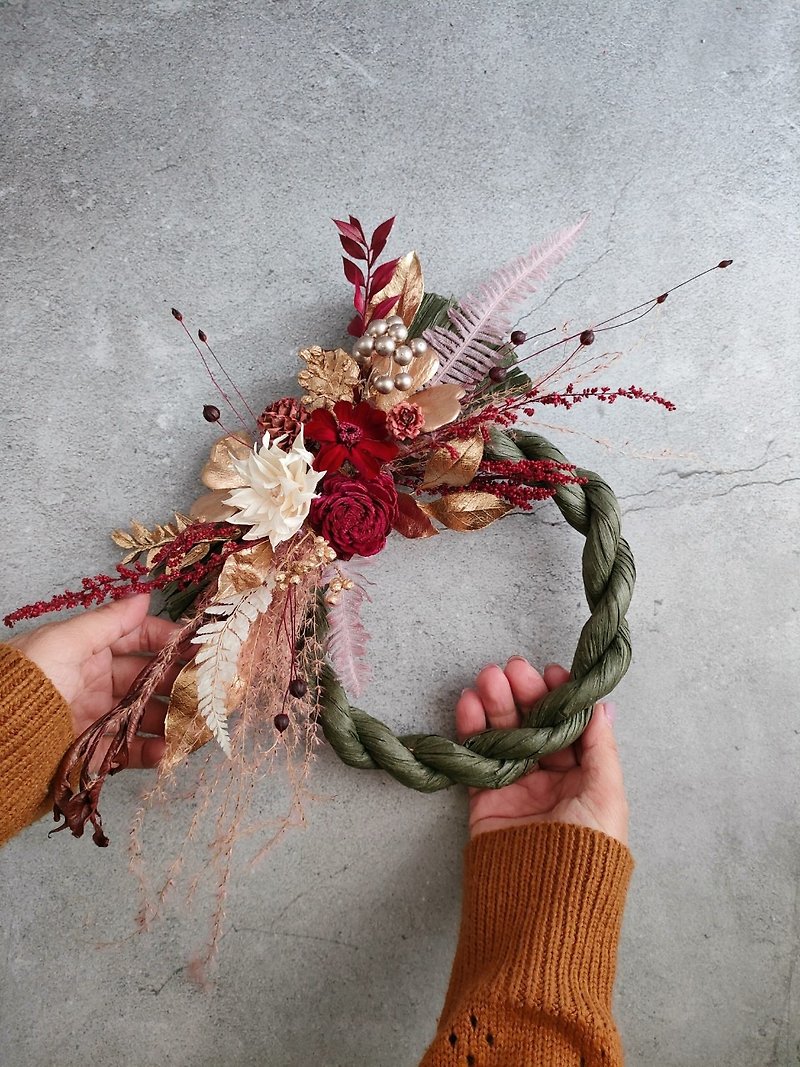 Japanese Blessing-Red Gold Lucky New Year Note Rope - Dried Flowers & Bouquets - Plants & Flowers Red