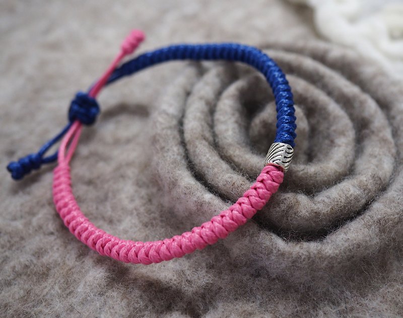 Two-tone Wax thread hand rope bracelet - Bracelets - Other Materials Multicolor