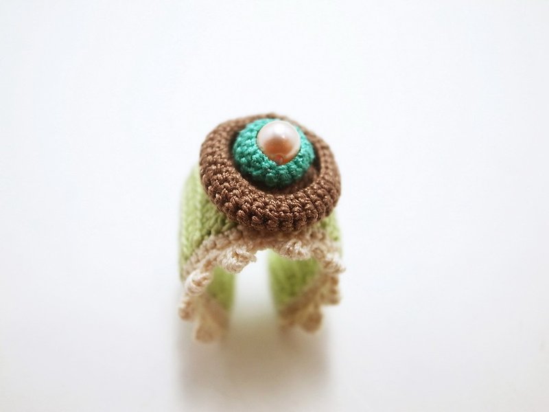 Crochet Lace Jewelry (Lace Fantasia 3-b) Crochet Ring Statement Ring Fiber Ring - General Rings - Cotton & Hemp Multicolor