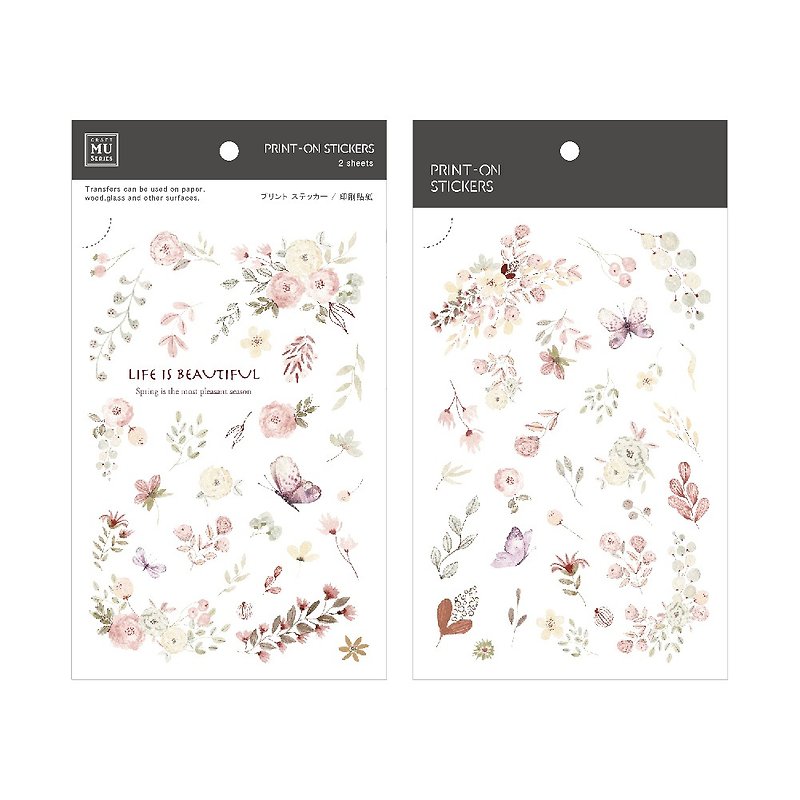 【Print-On Stickers 轉印貼紙】no.184-花香蝴蝶夢 | 春季系列 - 貼紙 - 其他材質 粉紅色