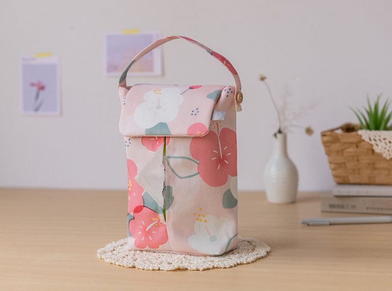 【Hibiscus-Hanging Toilet Paper Cover】Hanging Detachable / Car / Camping - Tissue Boxes - Polyester Pink