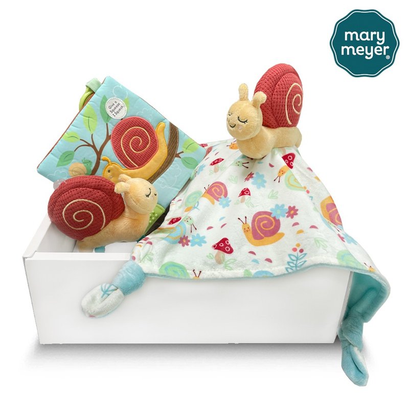 Fast shipping [MaryMeyer] Gibby's little snail gift box (hand rattle + comfort towel + sandpaper - Baby Gift Sets - Cotton & Hemp Orange