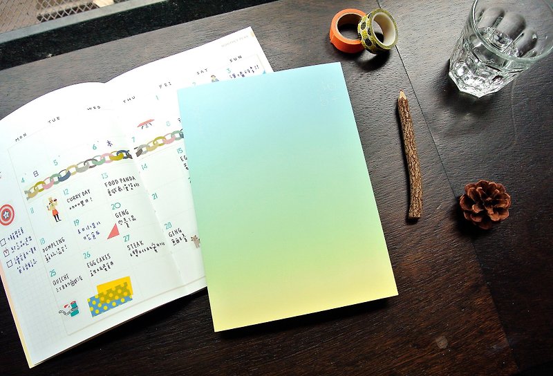 Dimengチー365良いノートⅥV.1の雨 - 青と黄色 - ノート・手帳 - 紙 多色