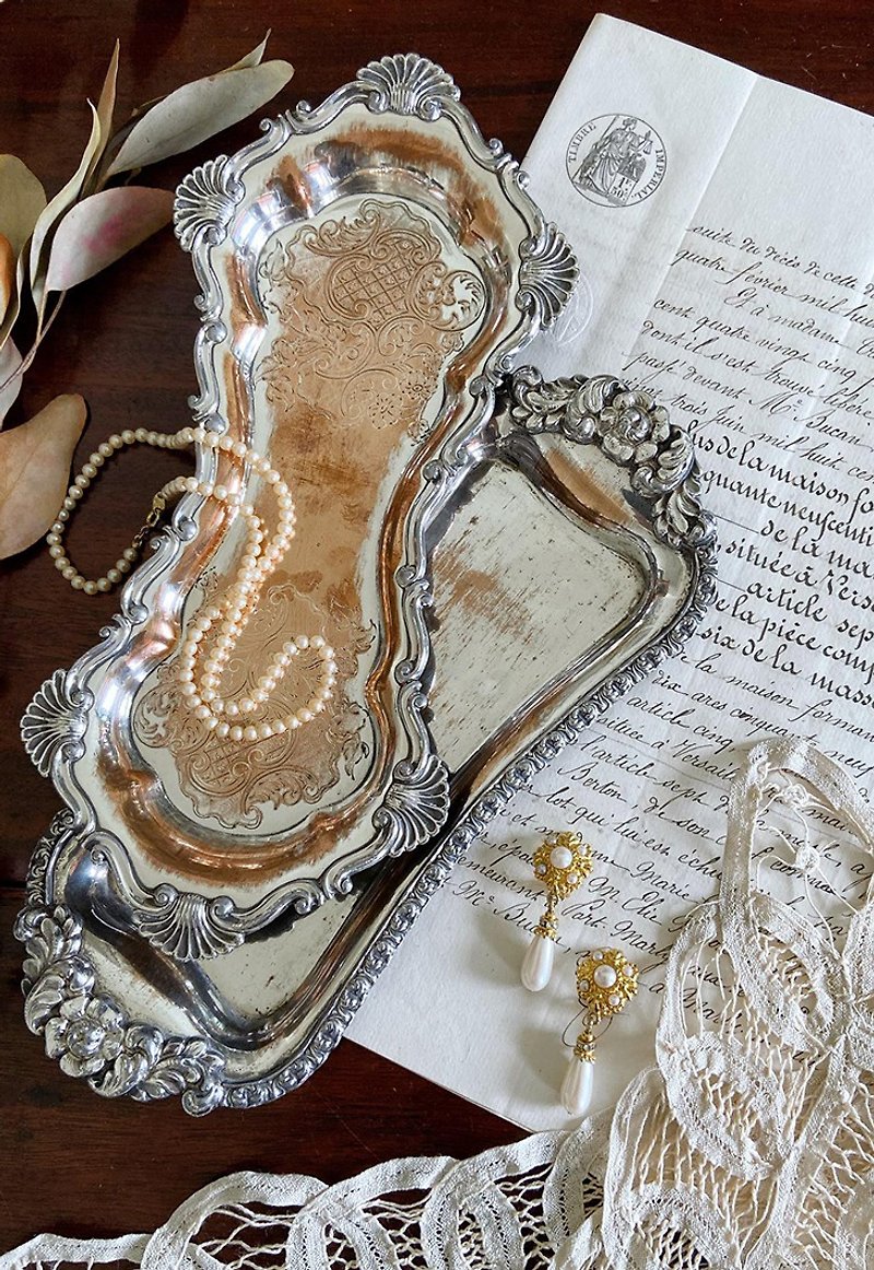 19th 英國George IV【典雅貝形】古董長型銀盤 托盤 筆盤 - 其他 - 其他金屬 銀色