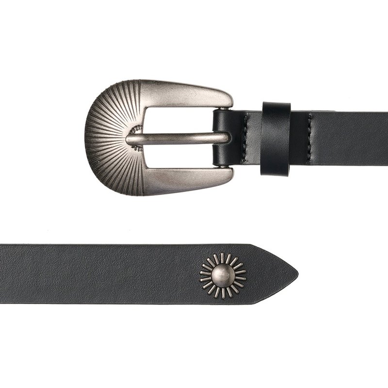 BL013 Sunshine Unisex Leather Belt 18 mm (2 colors) - 腰帶/皮帶 - 真皮 黑色