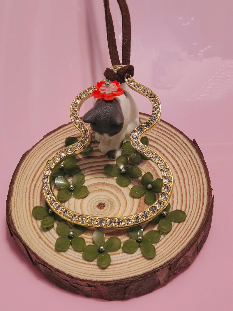 Mrs. Cherry Blossom Tree-Cat Blessing-Gold - Necklaces - Other Metals 