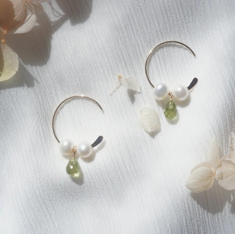 Tranquil Forest Stone Pearl Earrings Earhooks - ต่างหู - ไข่มุก ขาว