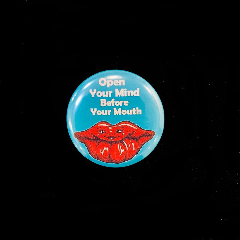 Hand-painted illustration small badge small badge pin | Organ friends ~ mouth ~ think twice before saying - Badges & Pins - Other Metals 