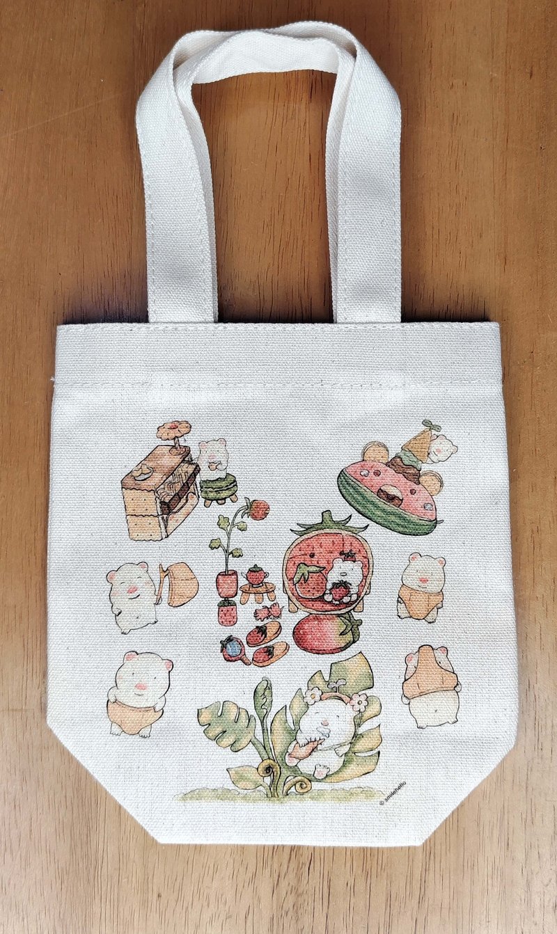 Beverage bag/canvas bag/reusable bag/carrying bag/shoulder bag Little White Bear (can hold hand-cranked drinks) - กระเป๋าถือ - วัสดุอื่นๆ หลากหลายสี