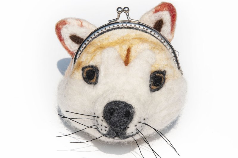 羊毛氈立體口金包 羊毛氈零錢包 羊毛氈口金包 動物口金包-柴犬狗 - 零錢包/小錢包 - 羊毛 多色