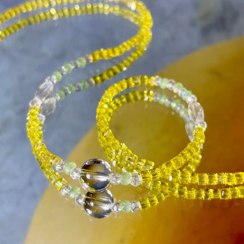 Fruit & Vegetable Collection - 014 Mango Crystal Necklace - 項鍊 - 銀 黃色