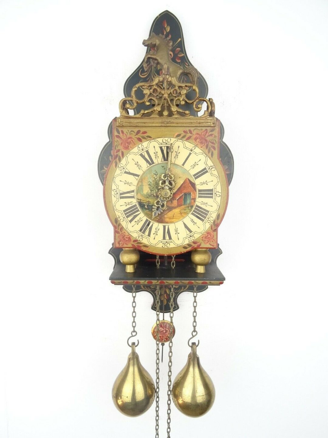 TWENTSE HORSE DUTCH VINTAGE ANTIQUE WARMINK WUBA WALL CLOCK（ユンハンス時代） - 時計 - 木製 グリーン