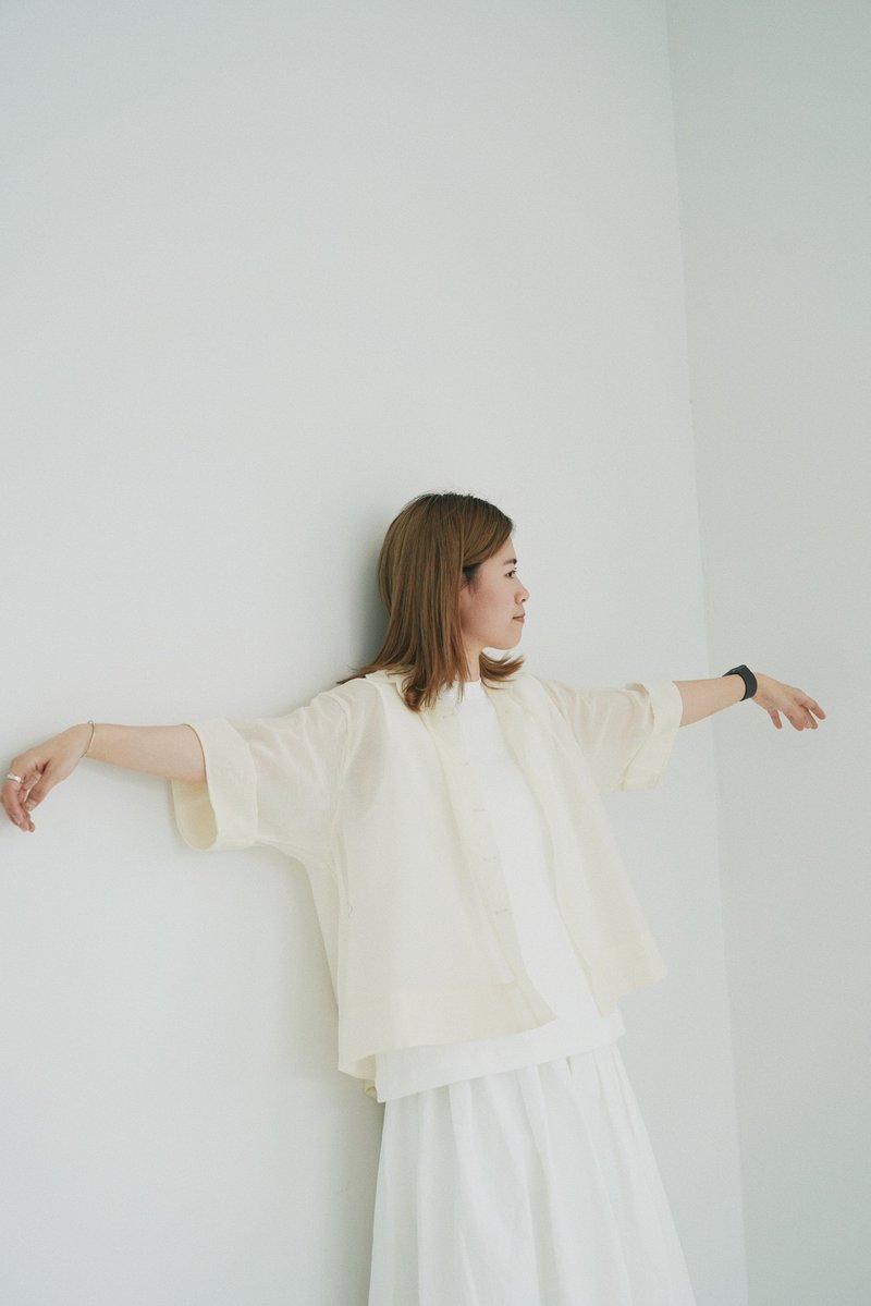 Translucent shirt - apricot - Women's Tops - Cotton & Hemp 