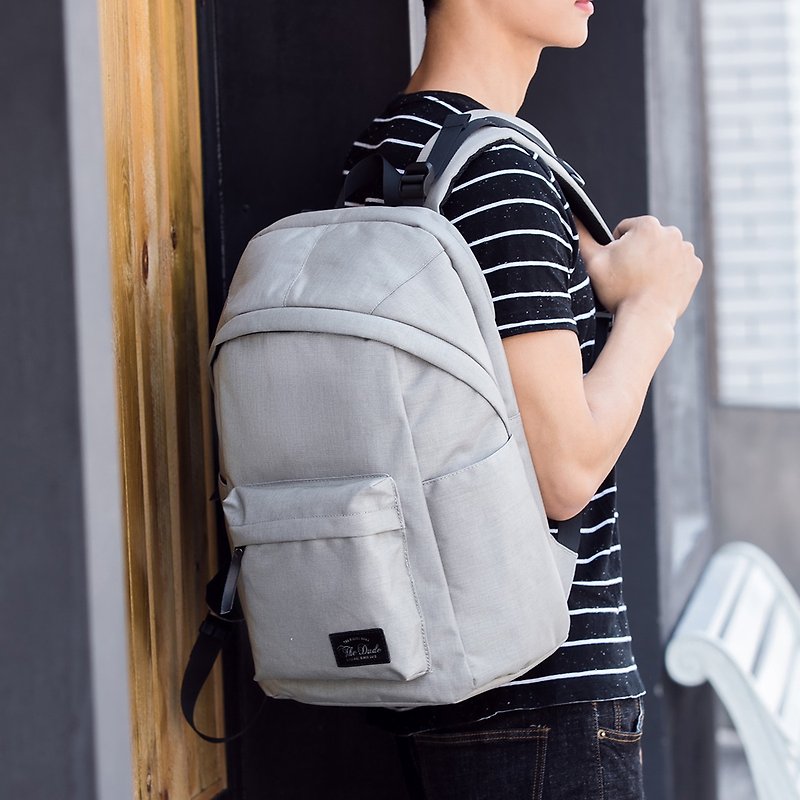 Hong Kong Brand Leisure Backpack Waterproof Simple Design Eagle-Silver Grey - Backpacks - Waterproof Material Gray