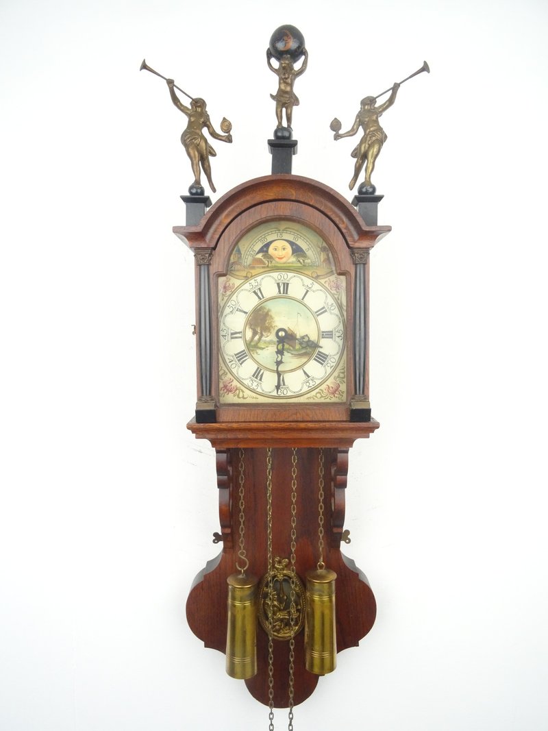 Antique Vintage Friesian Dutch Wall Clock 8 day (Warmink Wuba era) - Clocks - Wood Brown