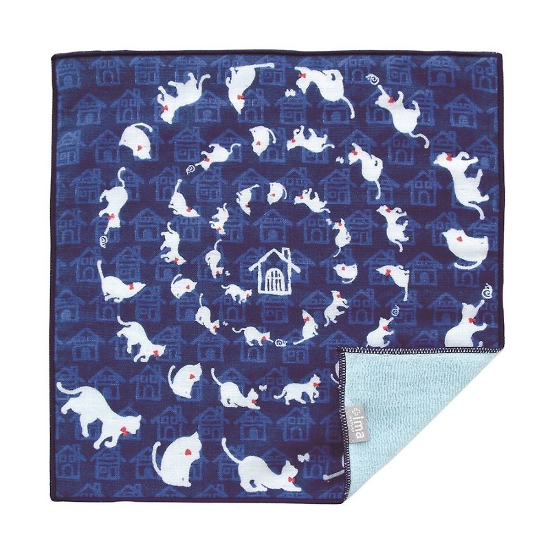 日本Prairiedog 今治製有機優質純綿方巾-回家路上 - 毛巾/浴巾 - 棉．麻 藍色